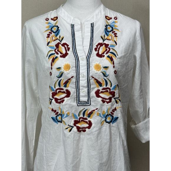 Magazine Women’s Embroidered Tunic Top Size Small Floral Boho Cottage Peasant - Picture 2 of 12